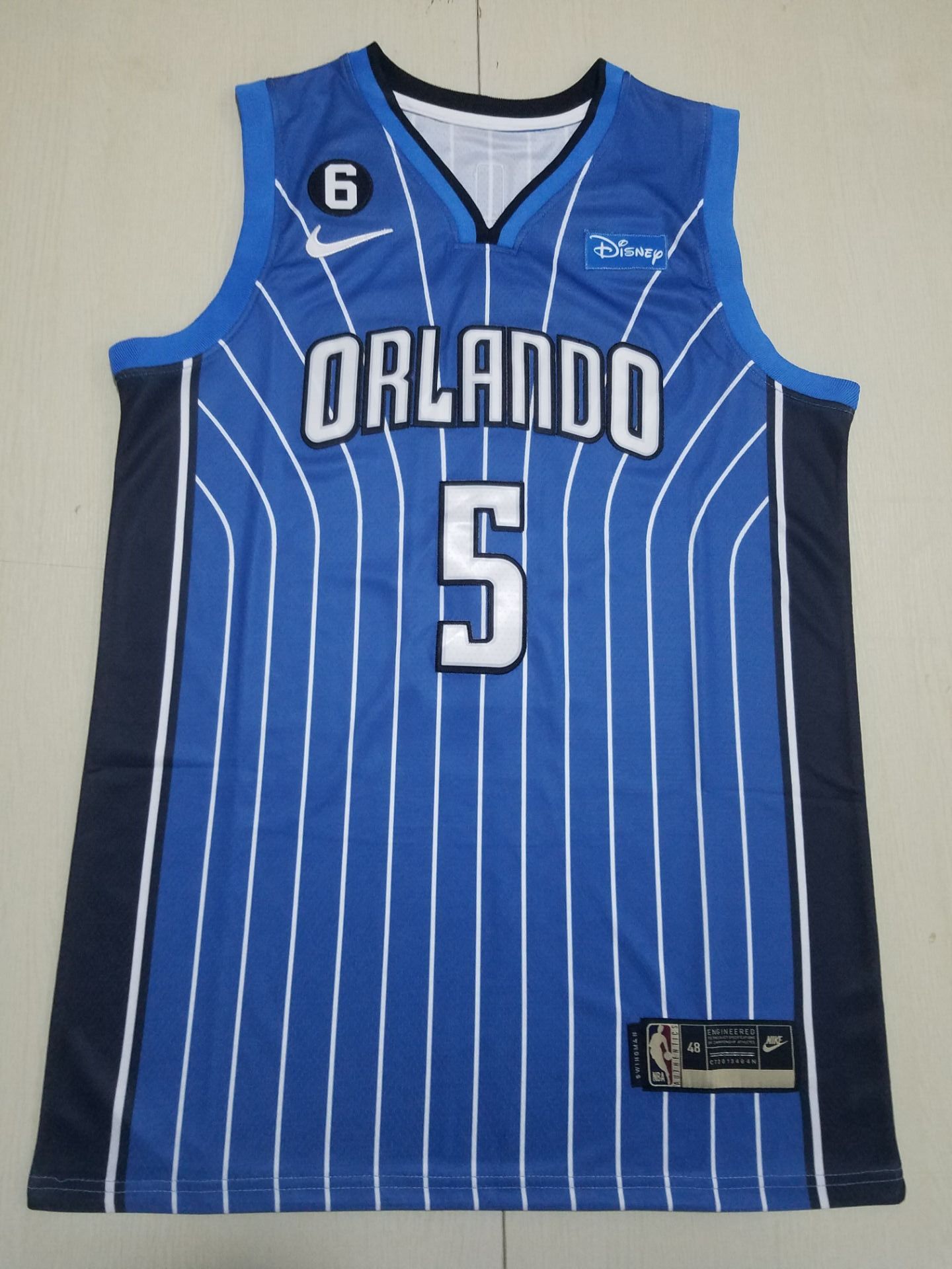 Men Orlando Magic #5 Banchero Blue Stripe 2022 Nike NBA Jersey